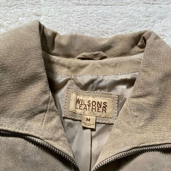 Wilson’s Leather Beige Women’s Zip Up Leather Suede Jacket - Picture 5 of 6